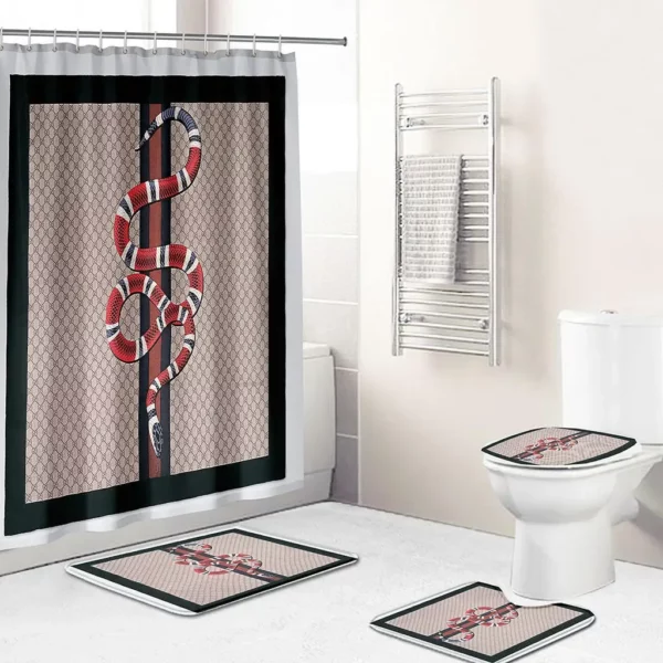 Gucci Snake Red Gc Bathroom Set Hypebeast Bath Mat Luxury Fashion Brand Home Decor