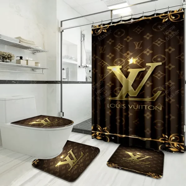 Louis Vuitton Lv Louis Vuitton Bathroom Set Luxury Fashion Brand Bath Mat Hypebeast Home Decor