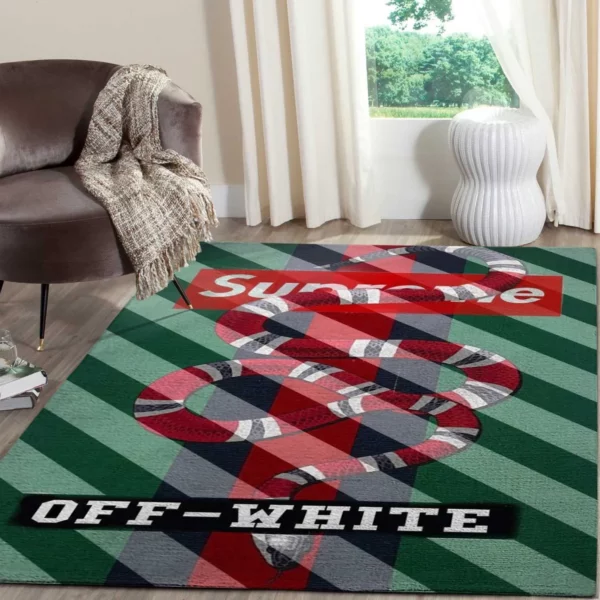 Gucci supreme off-white Rectangle Rug Home Decor Door Mat Area Carpet Luxury Fashion Brand