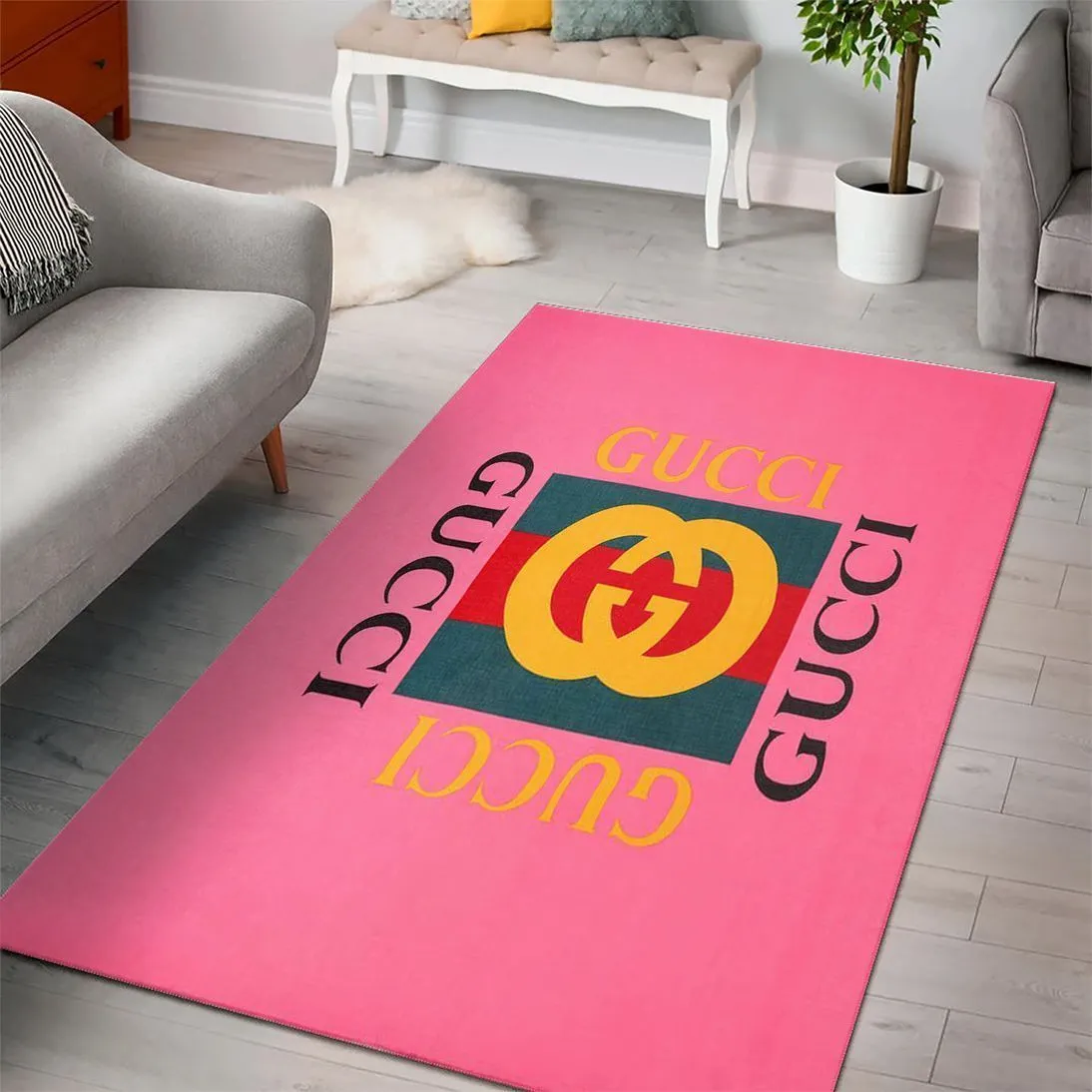 Gucci pink Rectangle Rug Door Mat Home Decor Luxury Area Carpet Fashion Brand