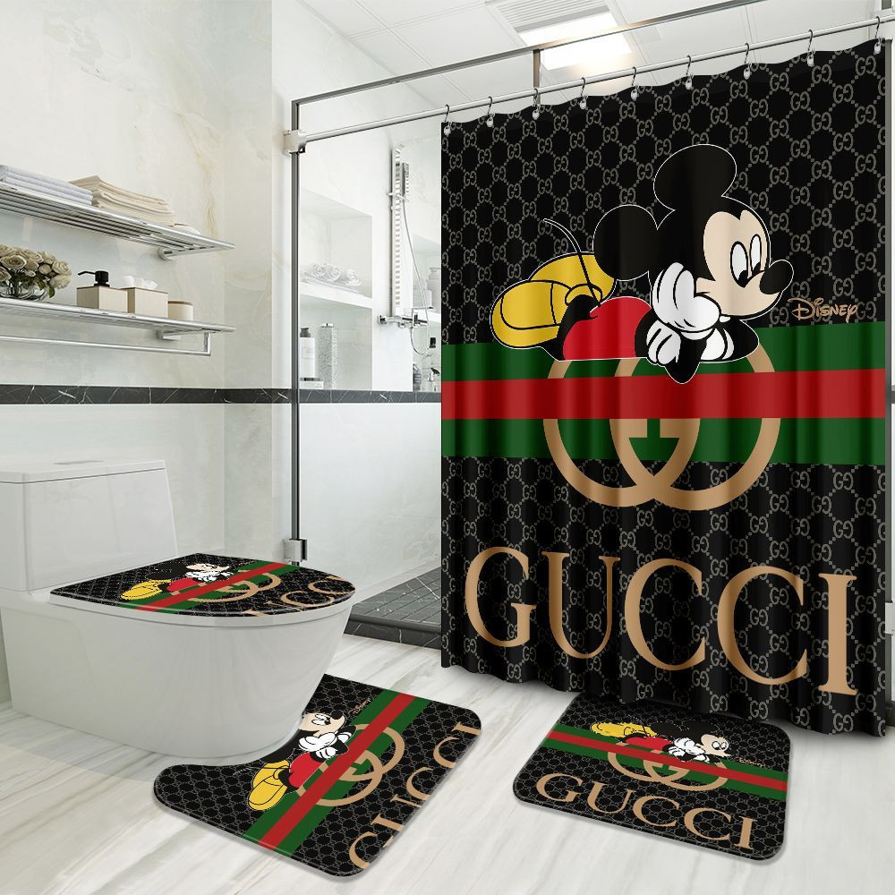 Gucci Mickey Bathroom Set Bath Mat Luxury Fashion Brand Home Decor Hypebeast