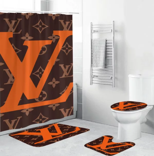 Louis Vuitton Big Orange Bathroom Set Bath Mat Home Decor Hypebeast Luxury Fashion Brand