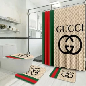 Gucci Beige Stripe Bathroom Set Bath Mat Luxury Fashion Brand Hypebeast Home Decor