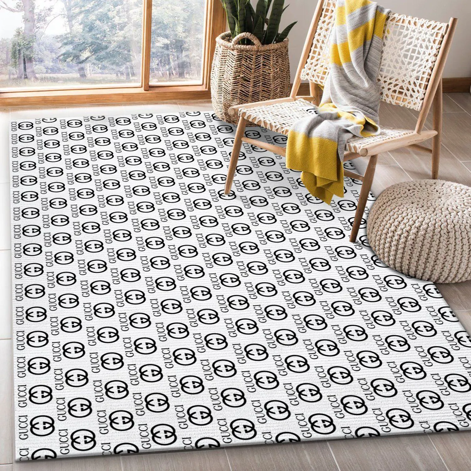 Gucci white Rectangle Rug Area Carpet Fashion Brand Home Decor Luxury Door Mat