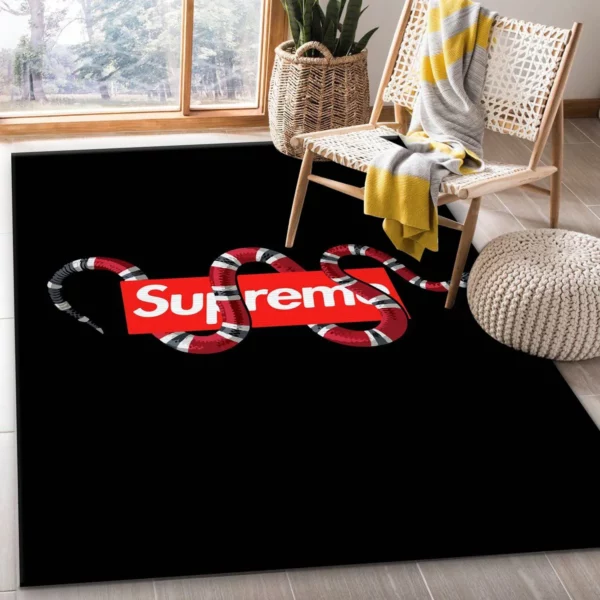 Supreme X Gucci Luxury Fashion Brand Rug Area Carpet Home Decor Door Mat