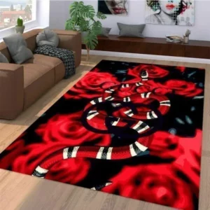 Gucci Snake Rose Type Luxury Fashion Brand Rug Area Carpet Door Mat Home Decor