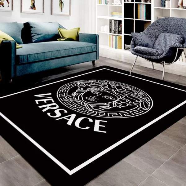 Gianni Versace Black Luxury Fashion Brand Rug Area Carpet Door Mat Home Decor