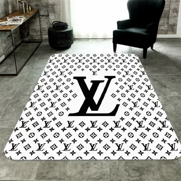 Louis Vuitton White Luxury Fashion Brand Rug Home Decor Door Mat Area Carpet