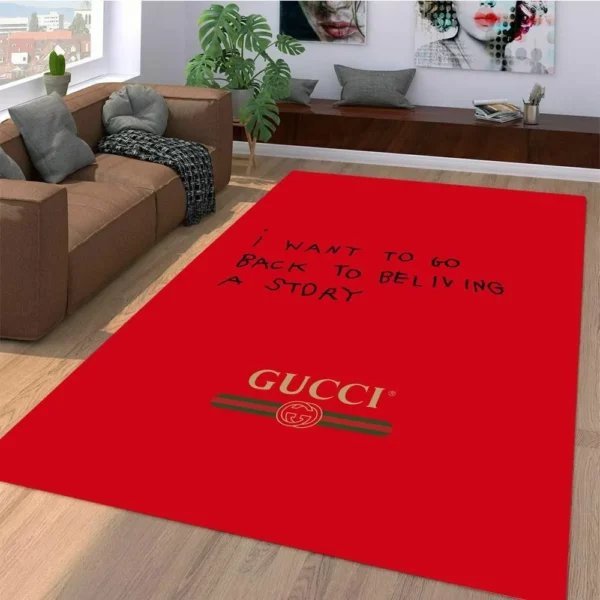 Gucci Red Luxury Fashion Brand Rug Area Carpet Door Mat Home Decor