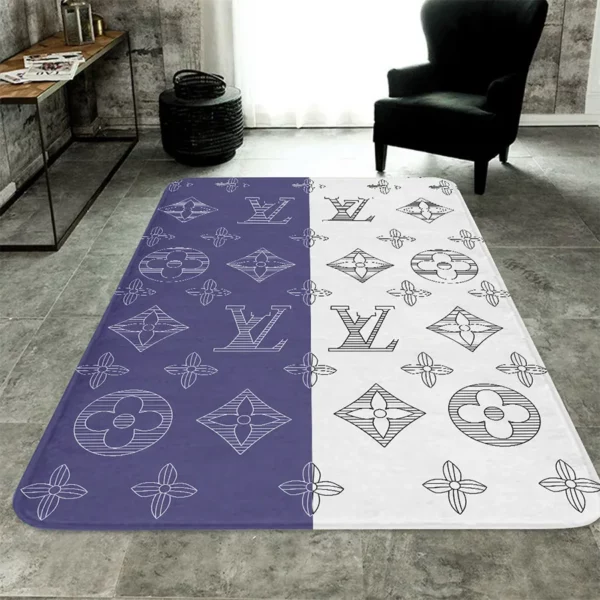 Louis Vuitton Blue White Luxury Fashion Brand Rug Door Mat Area Carpet Home Decor