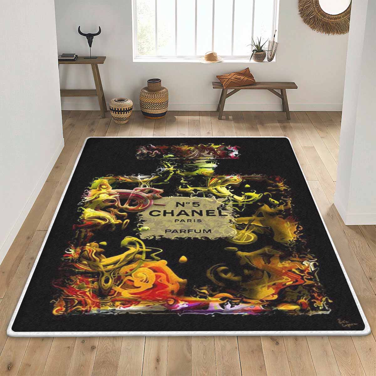 Chanel No Parfum Luxury Fashion Brand Rug Area Carpet Home Decor Door Mat