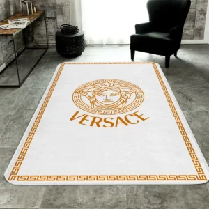 Versace White Golden Luxury Fashion Brand Rug Door Mat Area Carpet Home Decor