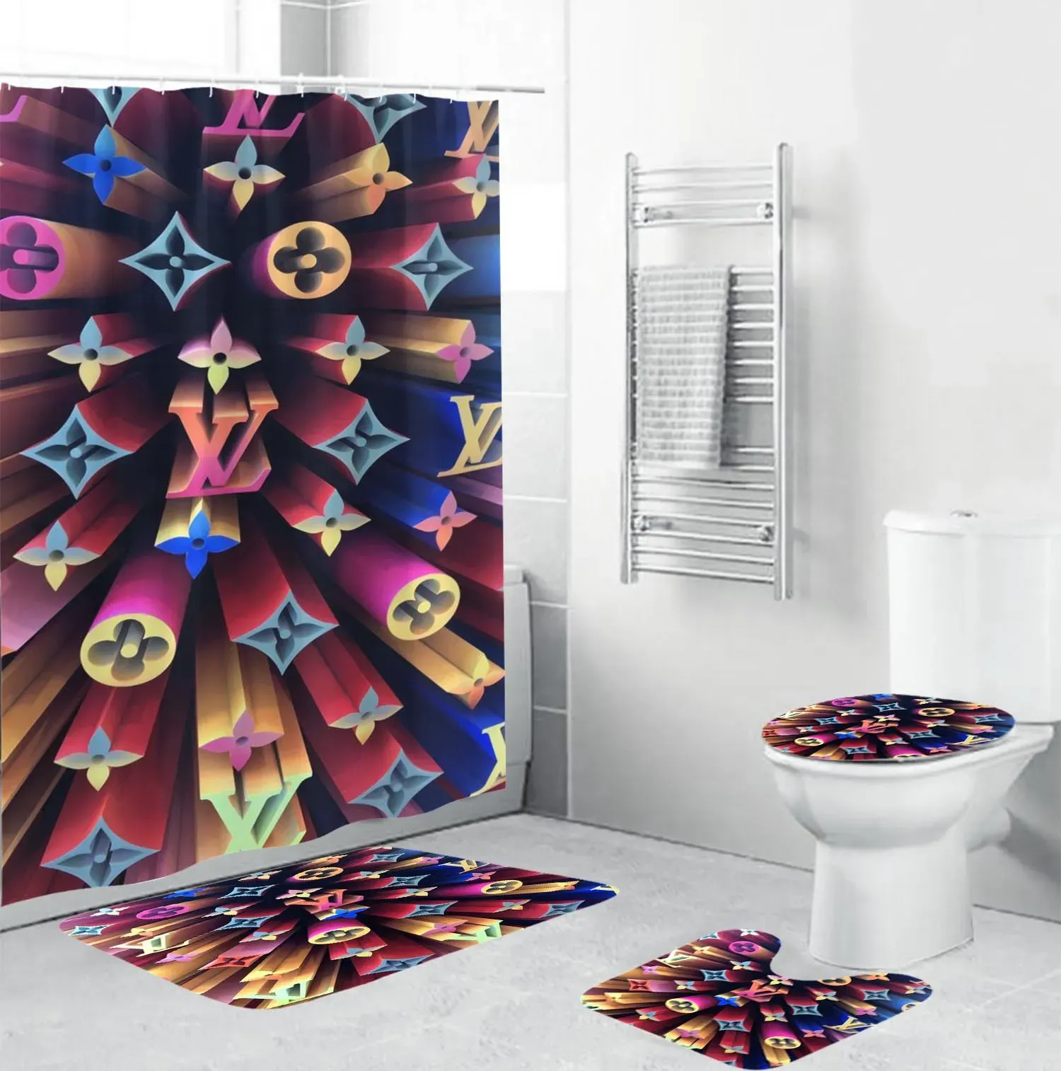 Louis Vuitton Bathroom Set Luxury Fashion Brand Hypebeast Home Decor Bath Mat