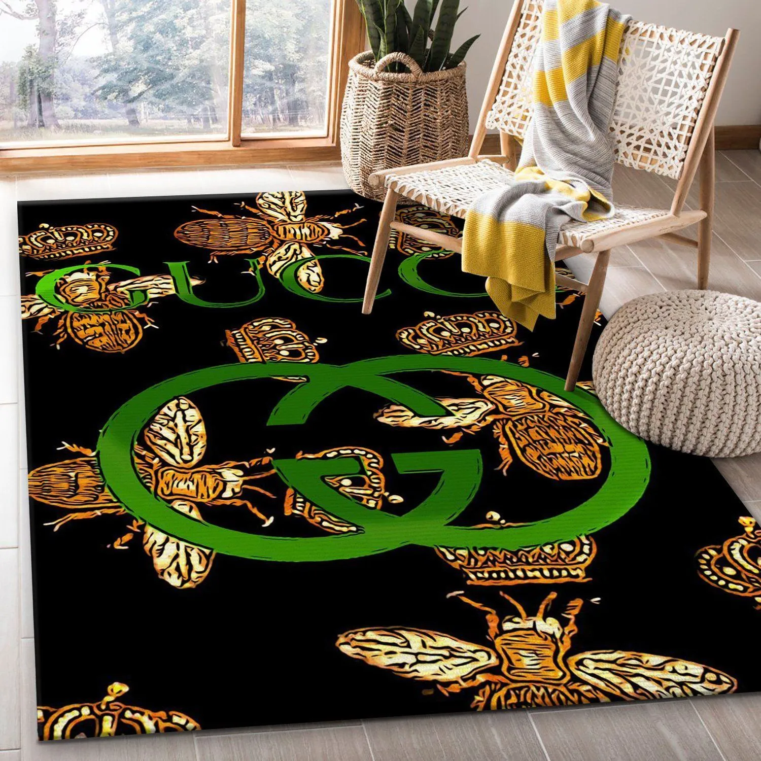 Gucci Bee Rectangle Rug Home Decor Fashion Brand Door Mat Luxury Area Carpet