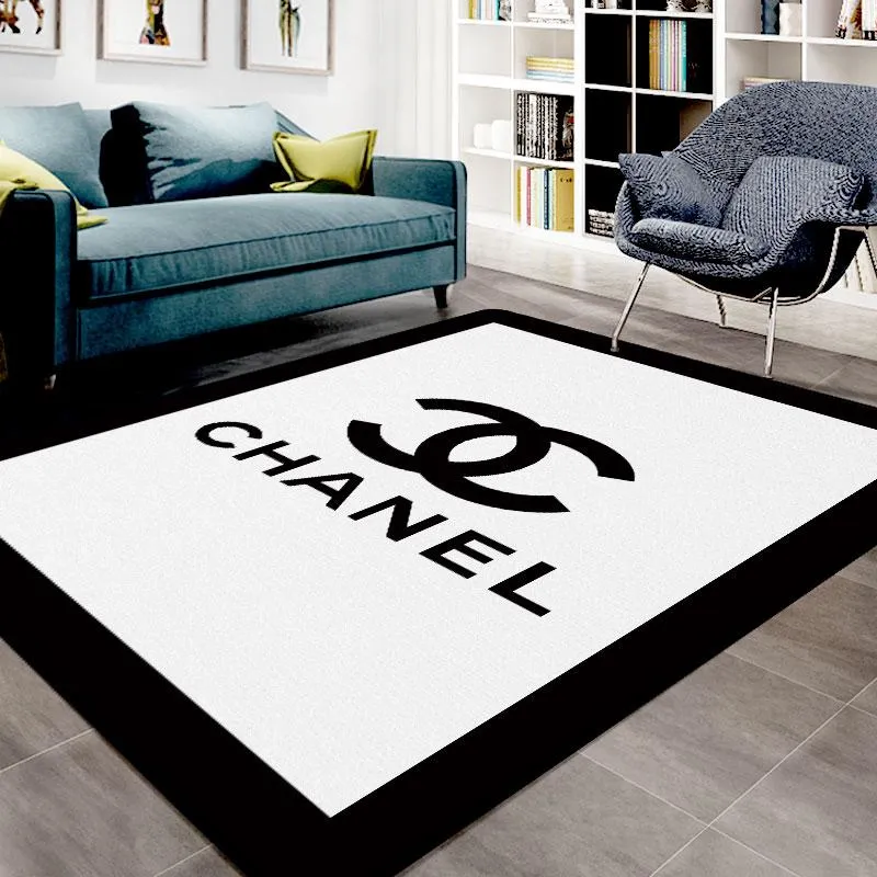 Chanel White Rectangle Rug Luxury Door Mat Home Decor Fashion Brand Area Carpet