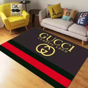 Gucci Black Rectangle Rug Luxury Home Decor Fashion Brand Area Carpet Door Mat