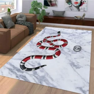 Gucci Snake White Rectangle Rug Fashion Brand Luxury Area Carpet Door Mat Home Decor