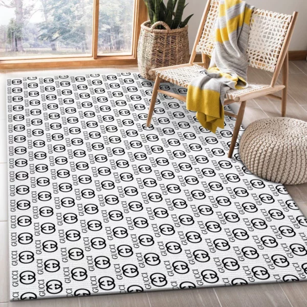 Gucci White Rectangle Rug Area Carpet Luxury Door Mat Home Decor Fashion Brand