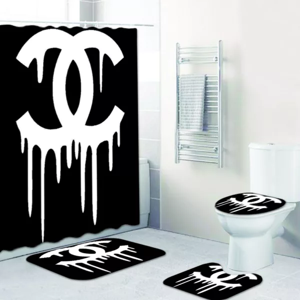 Chanel Blackdirty Bathroom Set Home Decor Luxury Fashion Brand Hypebeast Bath Mat