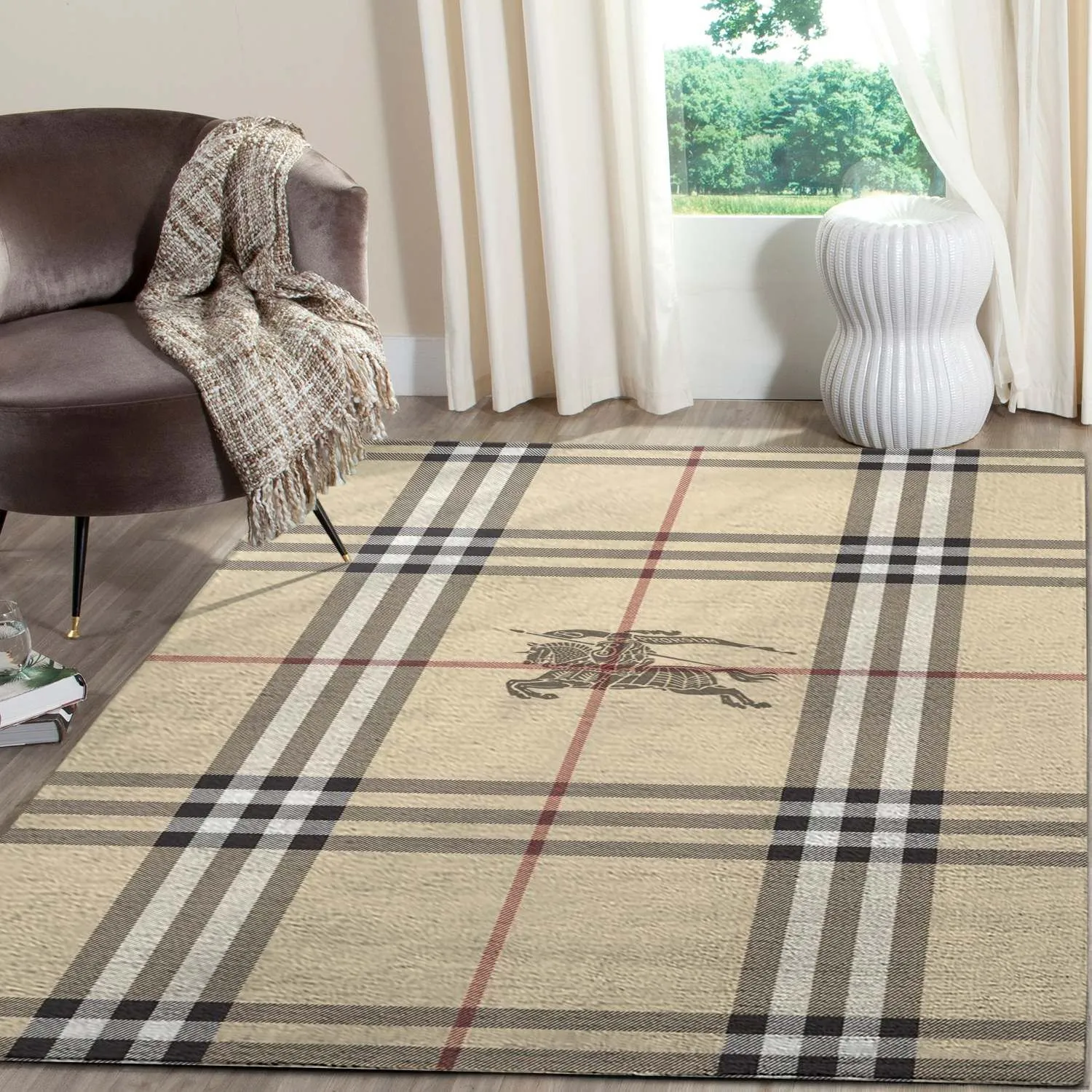 Burberry Rectangle Rug Luxury Home Decor Door Mat Area Carpet Fashion Brand