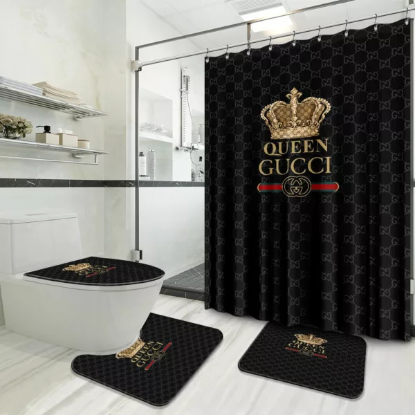 Gucci Black Queen Bathroom Set Hypebeast Home Decor Luxury Fashion Brand Bath Mat