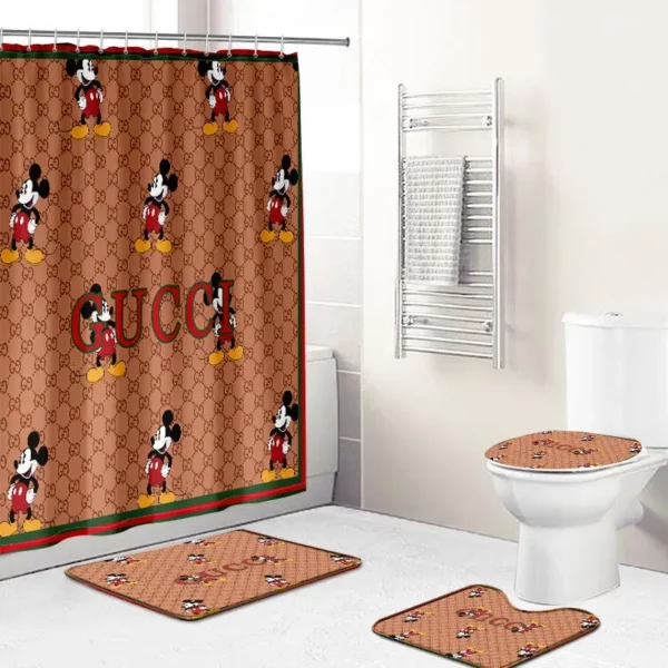 Gucci Mickey Mouse Disney Bathroom Set Home Decor Hypebeast Luxury Fashion Brand Bath Mat