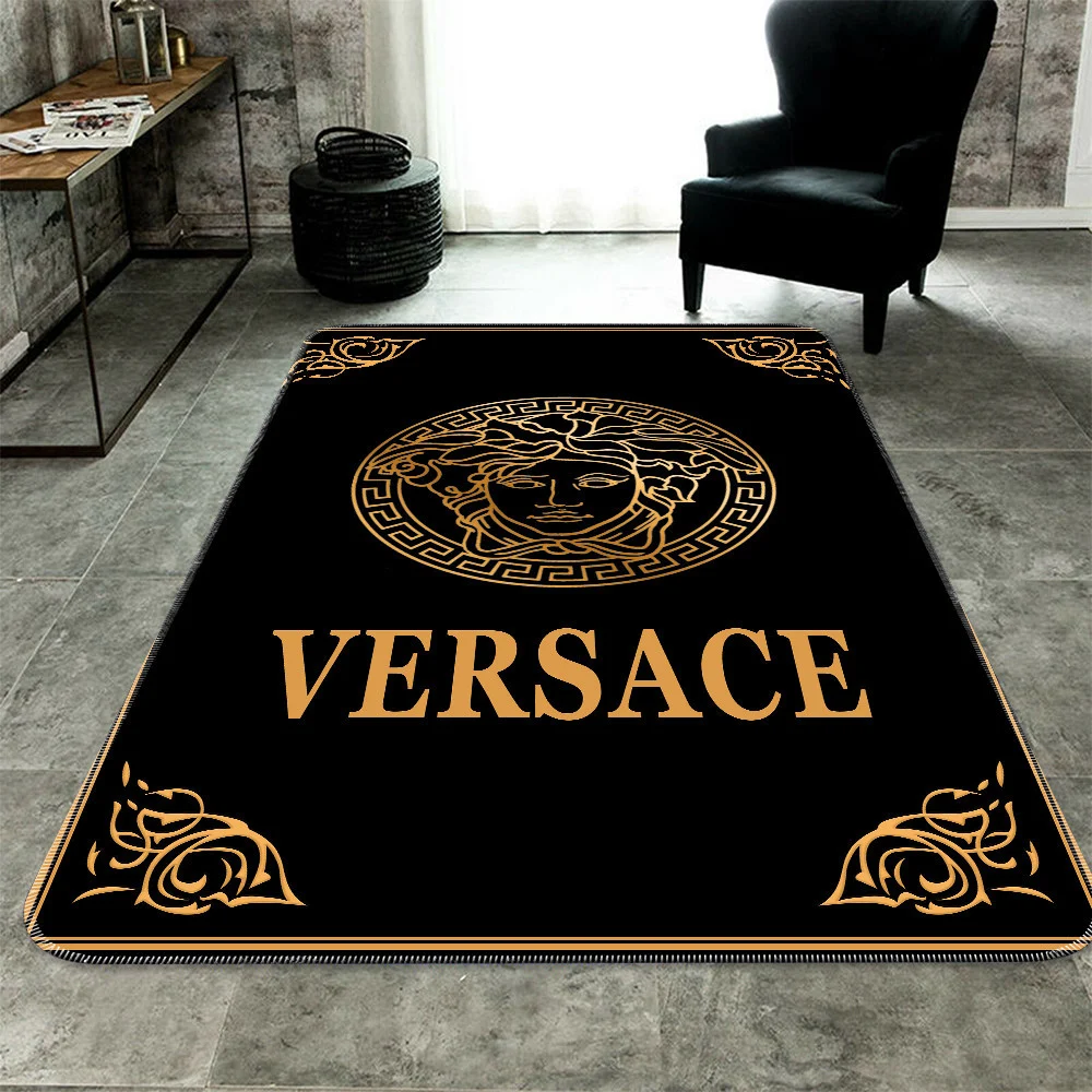 Versace Gold Rectangle Rug Door Mat Fashion Brand Luxury Area Carpet Home Decor