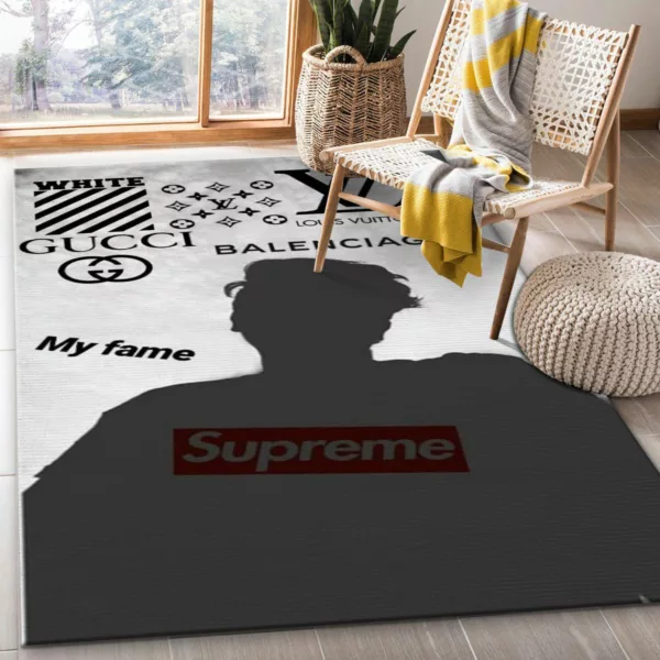 Balenciaga Gucci Louis Vuitton Supreme Off-White Fame Rectangle Rug Luxury Door Mat Area Carpet Fashion Brand Home Decor