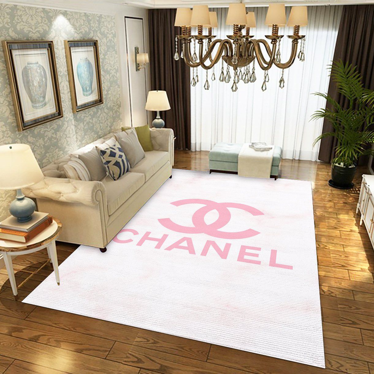 Chanel Pinky Rectangle Rug Area Carpet Door Mat Luxury Home Decor Fashion Brand