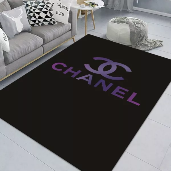 Chanel Violet Rectangle Rug Fashion Brand Home Decor Door Mat Area Carpet Luxury