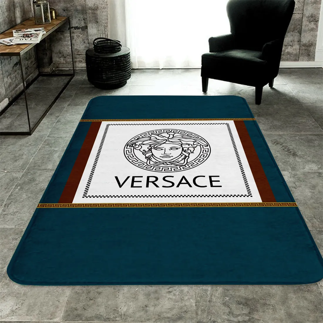 Versace Rectangle Rug Luxury Door Mat Area Carpet Fashion Brand Home Decor