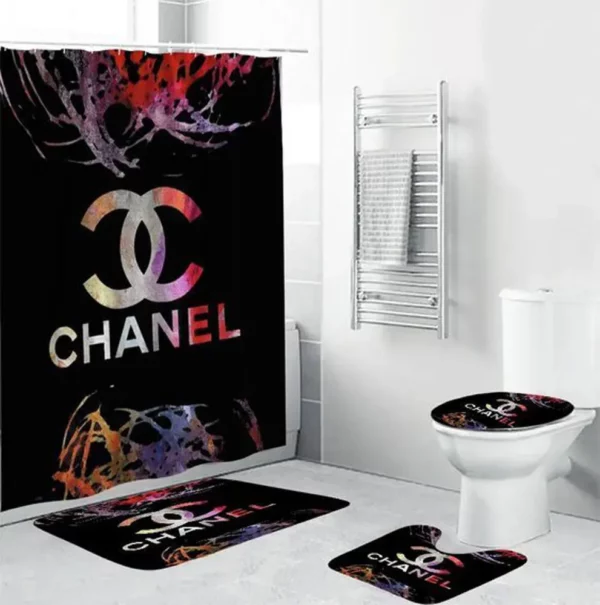 Chanel Black Colorful Bathroom Set Hypebeast Home Decor Bath Mat Luxury Fashion Brand