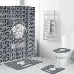 Medusa Grey Versace Bathroom Set Hypebeast Luxury Fashion Brand Bath Mat Home Decor