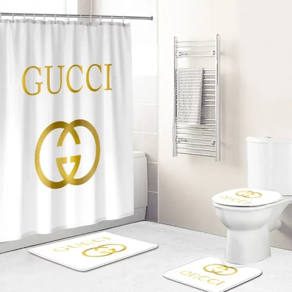 Golden Gucci Bathroom Set Luxury Fashion Brand Bath Mat Home Decor Hypebeast