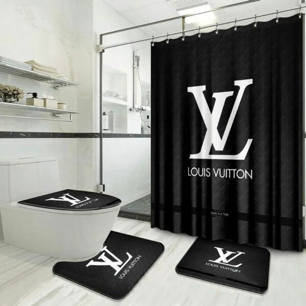 Louis Vuitton Lv Black Bathroom Set Hypebeast Bath Mat Luxury Fashion Brand Home Decor