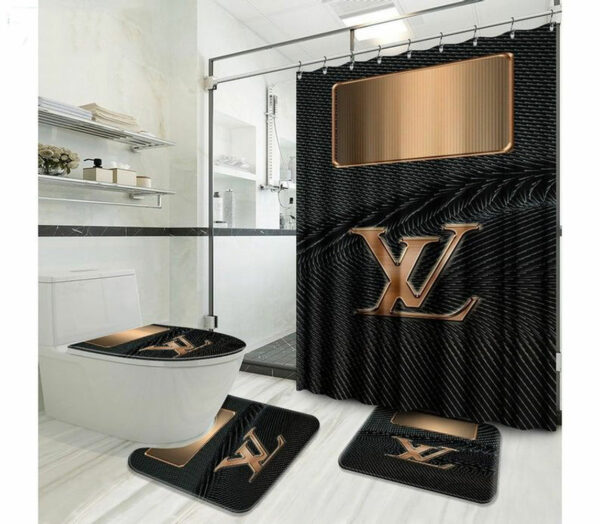 Louis Vuitton Lv Black Bathroom Set Bath Mat Luxury Fashion Brand Hypebeast Home Decor