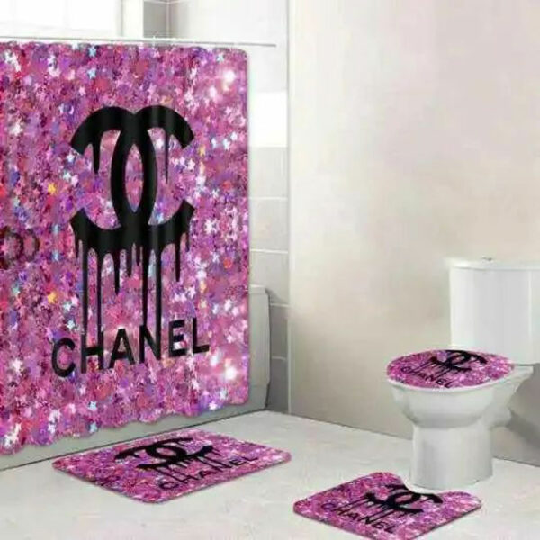 Chanel Glitter Bathroom Set Luxury Fashion Brand Hypebeast Home Decor Bath Mat