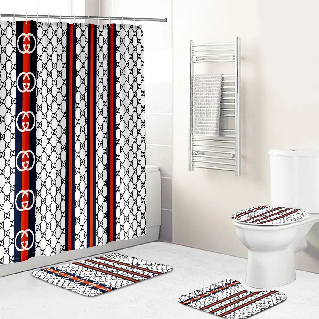 Gucci White Bathroom Set Home Decor Bath Mat Luxury Fashion Brand Hypebeast