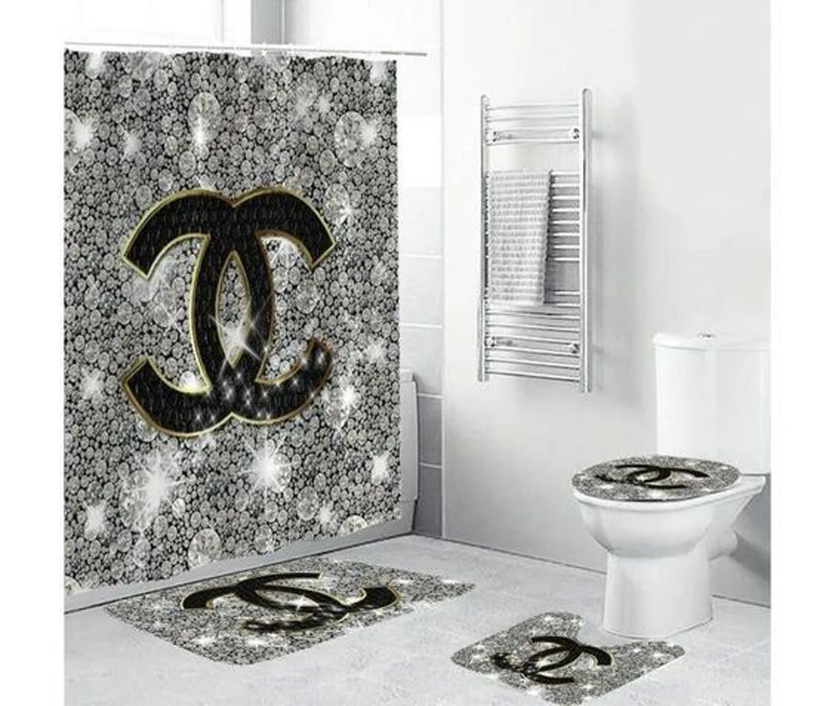 Chanel Bling Bathroom Set Bath Mat Home Decor Hypebeast Luxury Fashion Brand